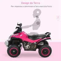 QUAD CAVALCABILE PER BAMBINI A SPINTA CON LUCI E SUONI 18-36 MESI ROSA E NERO