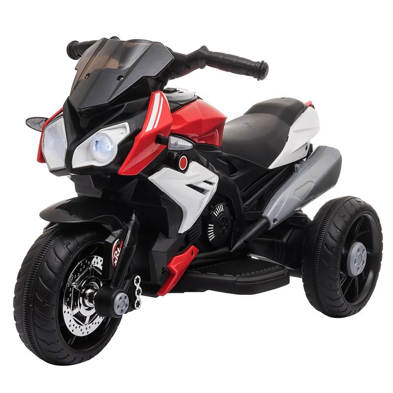 MOTO ELETTRICA PER BAMBINI 3-6 ANNI CON LUCI BATTERIA 6 V NERA ROSSA
