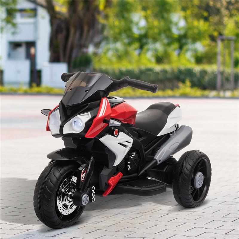 MOTO ELETTRICA PER BAMBINI 3-6 ANNI CON LUCI BATTERIA 6 V NERA ROSSA