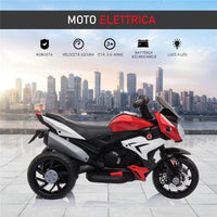 MOTO ELETTRICA PER BAMBINI 3-6 ANNI CON LUCI BATTERIA 6 V NERA ROSSA