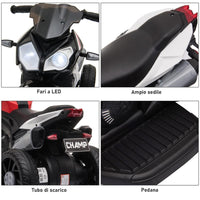 MOTO ELETTRICA PER BAMBINI 3-6 ANNI CON LUCI BATTERIA 6 V NERA ROSSA