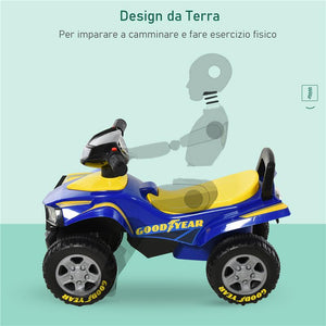 QUAD GIOCATTOLO PER BAMBINI 12-36 MESI LICENZA GOODYEAR CON LUCI E SUONI BLU E GIALLO