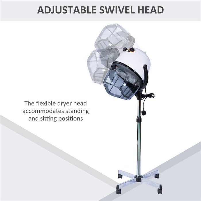 CASCO ASCIUGACAPELLI PROFESSIONALE CON RUOTE, ALTEZZA REGOLABILE E TIMER