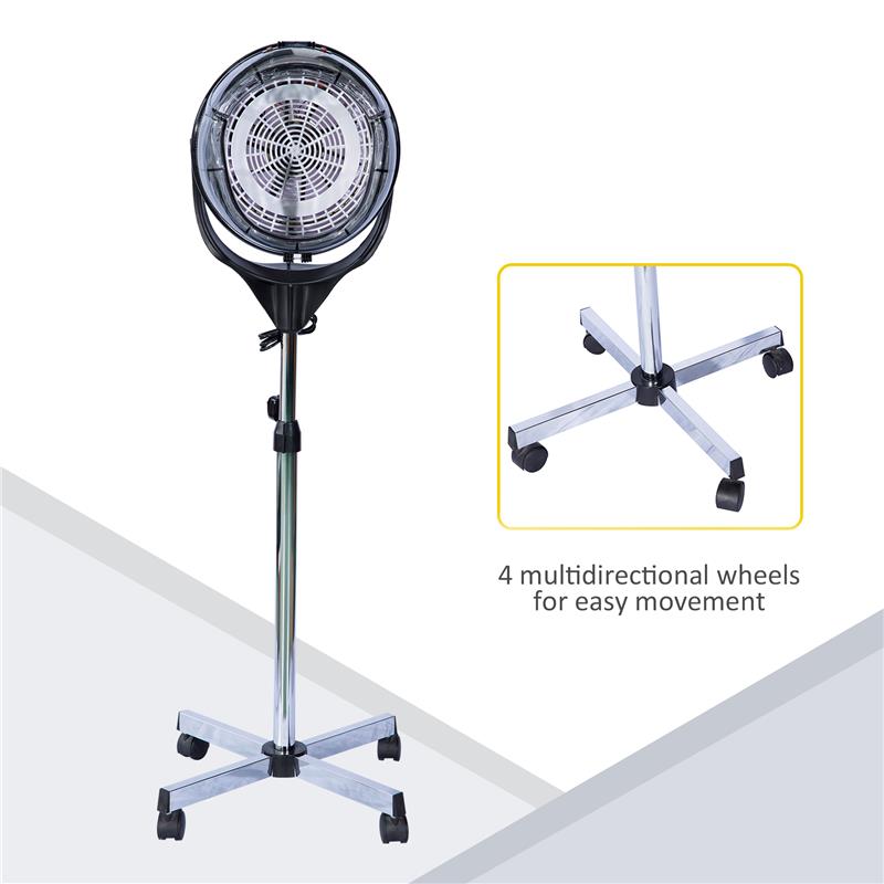 CASCO ASCIUGACAPELLI PROFESSIONALE CON RUOTE, ALTEZZA REGOLABILE E TIMER