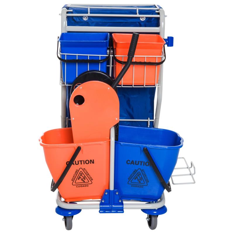 CARRELLO PULIZIE PROFESSIONALE CON 4 SECCHI 18L/6L  BLU E ARANCIONE