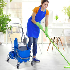 CARRELLO PROFESSIONALE LAVAPAVIMENTI CON SECCHIO DA 25LT E STRIZZATORE BLU