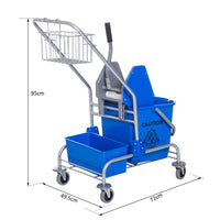 CARRELLO PROFESSIONALE LAVAPAVIMENTI CON SECCHIO DA 25LT E STRIZZATORE BLU