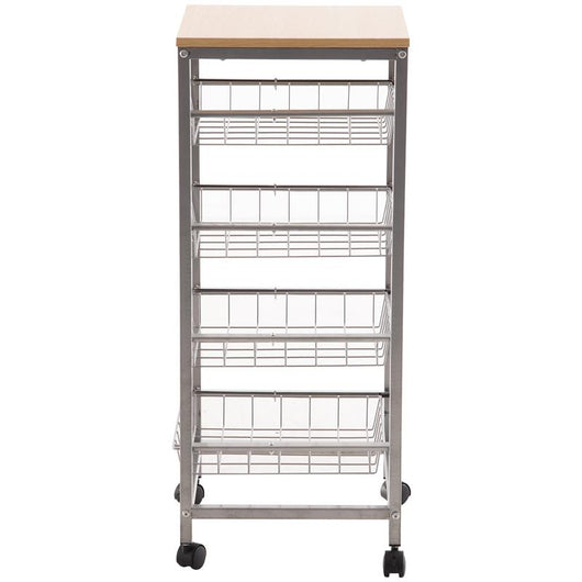 CARRELLO DA CUCINA CON CESTI ESTRAIBILI IN ACCIAIO E RUOTE 36.5X36.5X89CM
