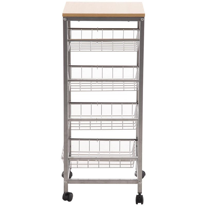 CARRELLO DA CUCINA CON CESTI ESTRAIBILI IN ACCIAIO E RUOTE 36.5X36.5X89CM