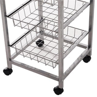 CARRELLO DA CUCINA CON CESTI ESTRAIBILI IN ACCIAIO E RUOTE 36.5X36.5X89CM