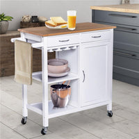 CARRELLO DA CUCINA CLASSICO 2 CASSETTI IN LEGNO 88.5 X 40 X 86 CM