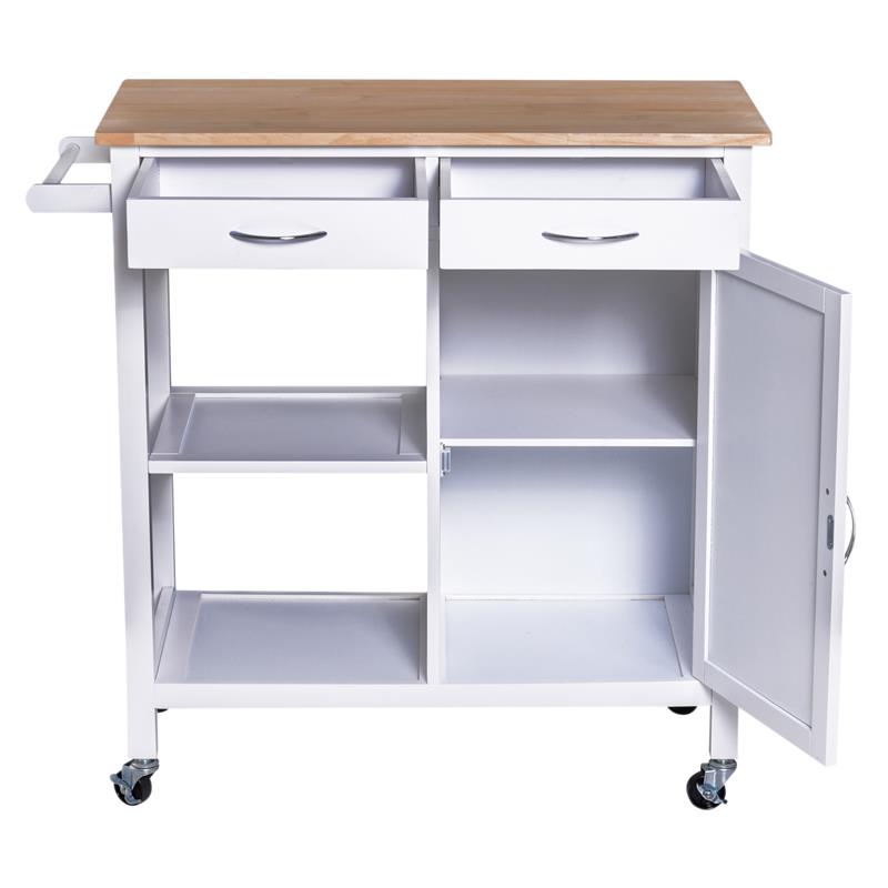 CARRELLO DA CUCINA CLASSICO 2 CASSETTI IN LEGNO 88.5 X 40 X 86 CM