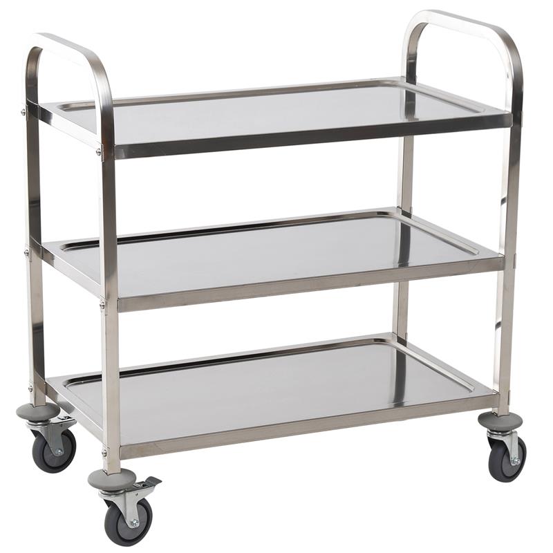 CARRELLO CUCINA PORTAVIVANDE CON RUOTE SCAFFALE CUCINA 3 RIPIANI IN ACCIAIO INOX 85X45X90CM