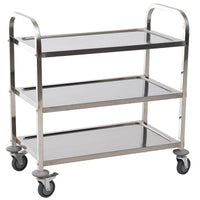CARRELLO CUCINA PORTAVIVANDE CON RUOTE SCAFFALE CUCINA 3 RIPIANI IN ACCIAIO INOX 85X45X90CM