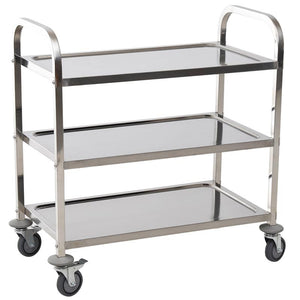 CARRELLO CUCINA PORTAVIVANDE CON RUOTE SCAFFALE CUCINA 3 RIPIANI IN ACCIAIO INOX 85X45X90CM