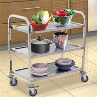 CARRELLO CUCINA PORTAVIVANDE CON RUOTE SCAFFALE CUCINA 3 RIPIANI IN ACCIAIO INOX 85X45X90CM