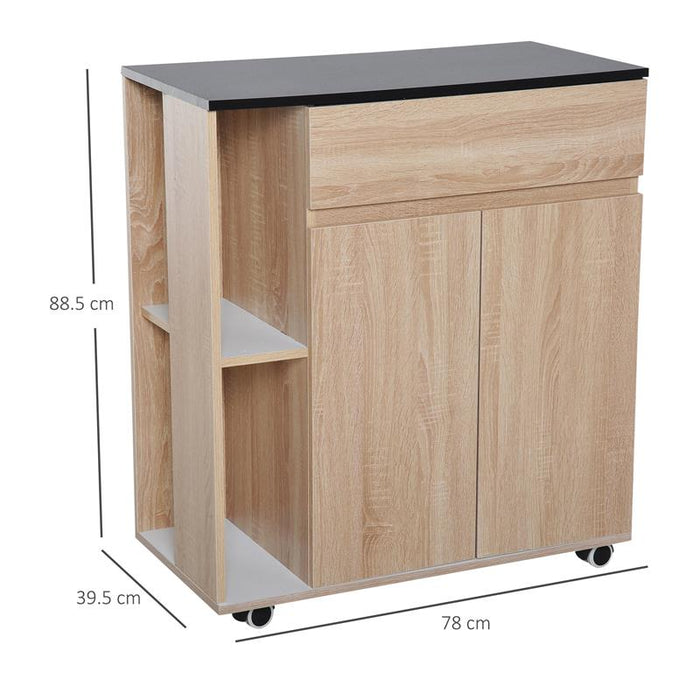 MOBILETTO DA CUCINA CON RUOTE CASSETTI ARMADIETTO LEGNO