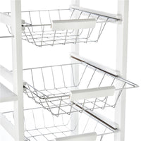 CARRELLO DA CUCINA CON 1 CASSETTO E 4 CESTELLI METALLICI 47X37X83CM BIANCO