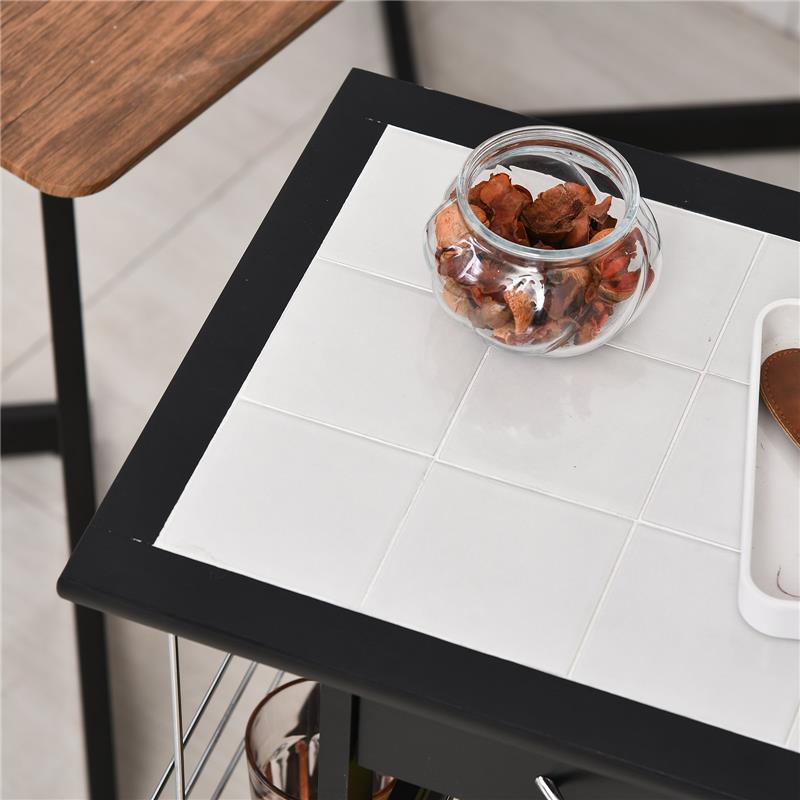 CARRELLO DA CUCINA CON 4 CESTINI RIMOVIBILI E 4 SCOMPARTI LATERALI NERO