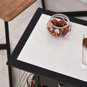 CARRELLO DA CUCINA CON 4 CESTINI RIMOVIBILI E 4 SCOMPARTI LATERALI NERO