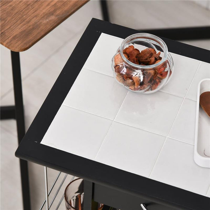 CARRELLO DA CUCINA CON 4 CESTINI RIMOVIBILI E 4 SCOMPARTI LATERALI NERO