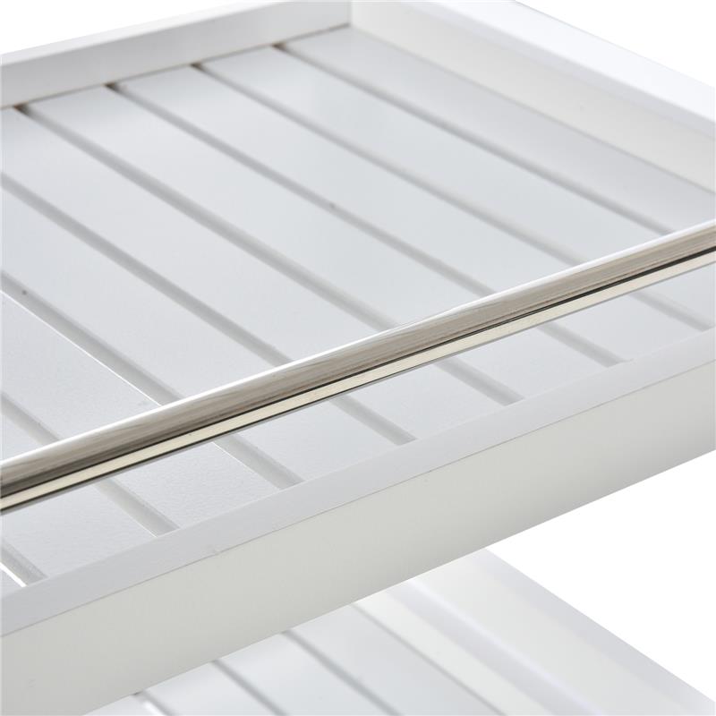 CARRELLO DA CUCINA  CON RUOTE IN LEGNO BIANCO CON 3 RIPIANI 4 RUOTE 360°