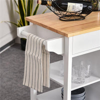 CARRELLO DA CUCINA CON CASSETTO ANTA E 3 RIPIANI IN LEGNO 66X39,5X86,5 CM BIANCO