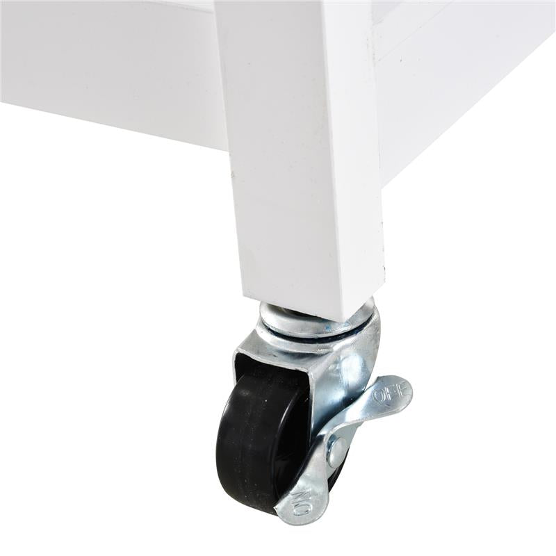 CARRELLO DA CUCINA CON CASSETTO ANTA E 3 RIPIANI IN LEGNO 66X39,5X86,5 CM BIANCO