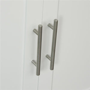 CARRELLO DA CUCINA IN LEGNO BIANCO CON CASSETTO, ARMADIETTO E 3 RIPIANI