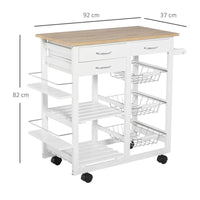 CARRELLO DA CUCINA SALVASPAZIO IN LEGNO BIANCO 92 X 37 X 82CM