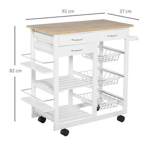CARRELLO DA CUCINA SALVASPAZIO IN LEGNO BIANCO 92 X 37 X 82CM