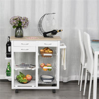 CARRELLO DA CUCINA SALVASPAZIO IN LEGNO BIANCO 92 X 37 X 82CM