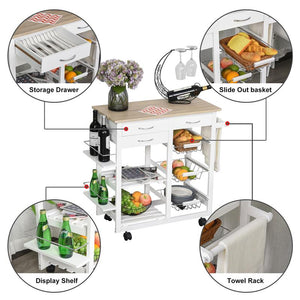 CARRELLO DA CUCINA SALVASPAZIO IN LEGNO BIANCO 92 X 37 X 82CM