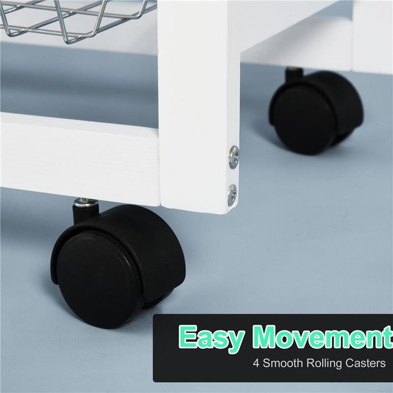 CARRELLO DA CUCINA SALVASPAZIO IN LEGNO BIANCO 92 X 37 X 82CM