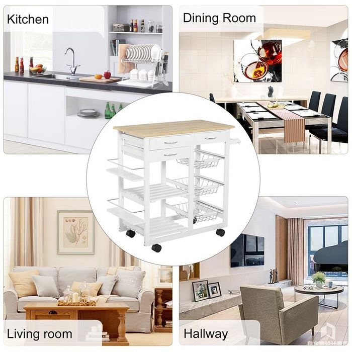 CARRELLO DA CUCINA SALVASPAZIO IN LEGNO BIANCO 92 X 37 X 82CM