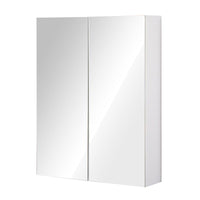 MOBILETTO PENSILE DA BAGNO CON 2 ANTE E SPECCHIERA IN MDF BIANCO 60 X 75 X 15CM