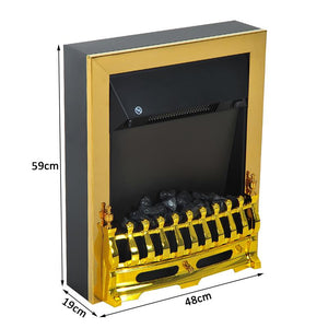 CAMINO ELETTRICO DA INCASSO O DA TERRA 2000W IN PLASTICA E METALLO, ORO, 48X19X59CM