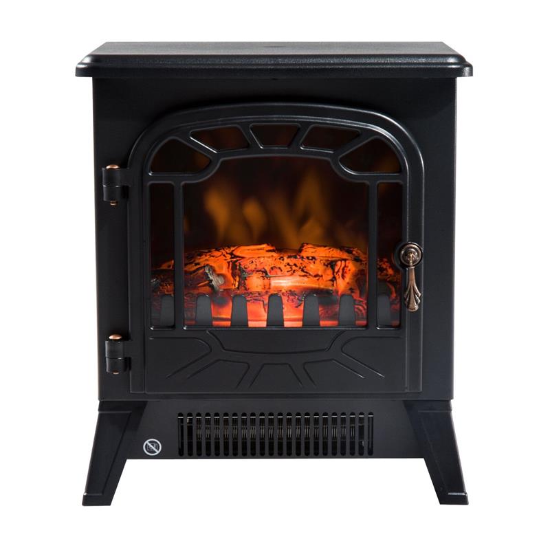 CAMINO ELETTRICO DA TERRA CON EFFETTO FIAMMA REGOLABILE 1800W, NERO, 36X25.5X41.5CM