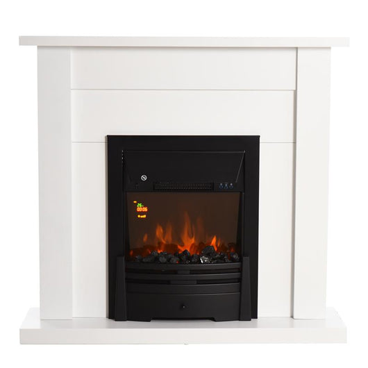 CAMINO ELETTRICO 1000/2000W EFFETTO FIAMMA CON LED A 5 LIVELLI E TELECOMANDO BIANCO