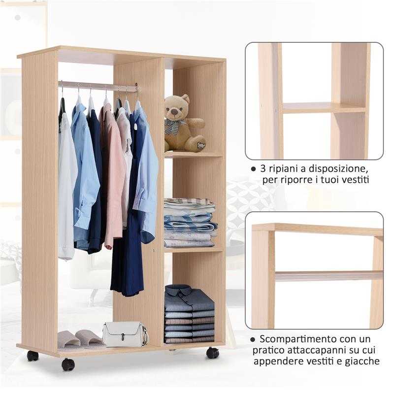MOBILE APERTO CON STAND APPENDIABITI E 3 RIPIANI 80 X 40 X 128 CM