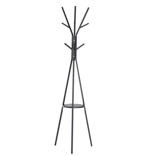 APPENDIABITI DA TERRA ATTACCAPANNI IN METALLO E LEGNO NERO 45X45X180CM