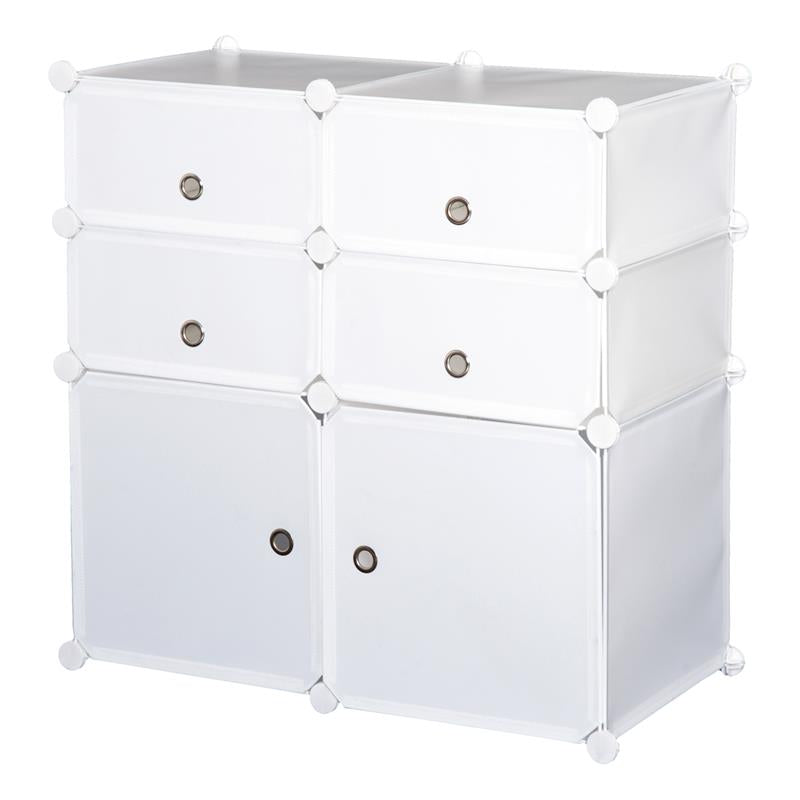 ARMADIO GUARDAROBA SCARPIERA MODULARE IN PLASTICA 6 CUBI 75X37X73 CM BIANCO