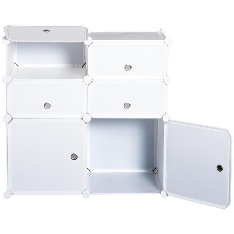 ARMADIO GUARDAROBA SCARPIERA MODULARE IN PLASTICA 6 CUBI 75X37X73 CM BIANCO