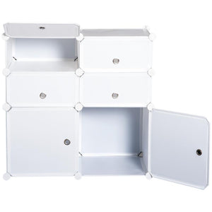 ARMADIO GUARDAROBA SCARPIERA MODULARE IN PLASTICA 6 CUBI 75X37X73 CM BIANCO