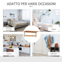 ATTACCAPANNI A MENSOLA DA PARETE IN BAMBÙ 50X17X20 CM COLORE NATURALE