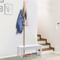 PANCA CON APPENDIABITI IN BAMBÙ 80 X 30 X 180 CM COLORE BIANCO E LEGNO