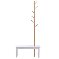 PANCA CON APPENDIABITI IN BAMBÙ 80 X 30 X 180 CM COLORE BIANCO E LEGNO