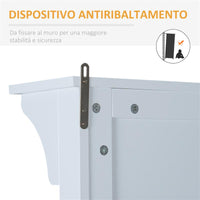 MOBILE INGRESSO CON APPENDIABITI SPECCHIO E SCARPIERA LEGNO BIANCO 80X40X170 CM