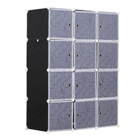 ARMADIO GUARDAROBA MODULARE 12 CUBI IN PP BIANCO E NERO 111 X 47 X 145 CM