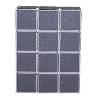 ARMADIO GUARDAROBA MODULARE 12 CUBI IN PP BIANCO E NERO 111 X 47 X 145 CM